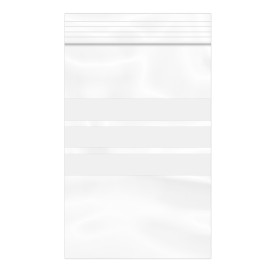 Sac en PE Fermeture zip à bandes blanches 10x15cm G200 (1000 Utés)