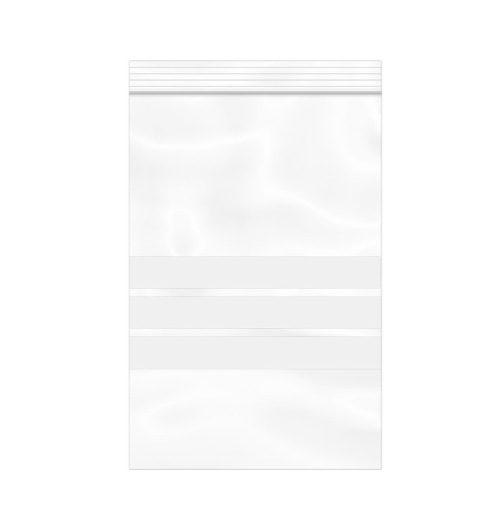 Sac en PE Fermeture zip à bandes blanches 12x18cm G200 (100 Utés) Sac en PE Fermeture zip à bandes blanches 12x18cm G200 (100 Utés)