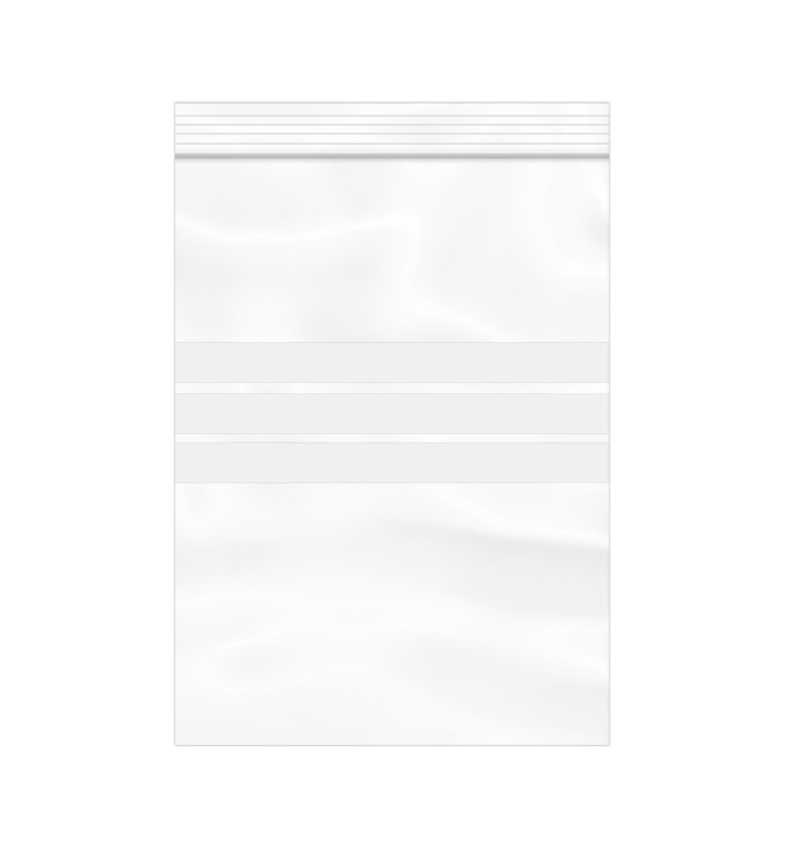 Sac en PE Fermeture zip à bandes blanches 16x22cm G200 (1000 Utés) Sac en PE Fermeture zip à bandes blanches 16x22cm G200 (1000 Utés)
