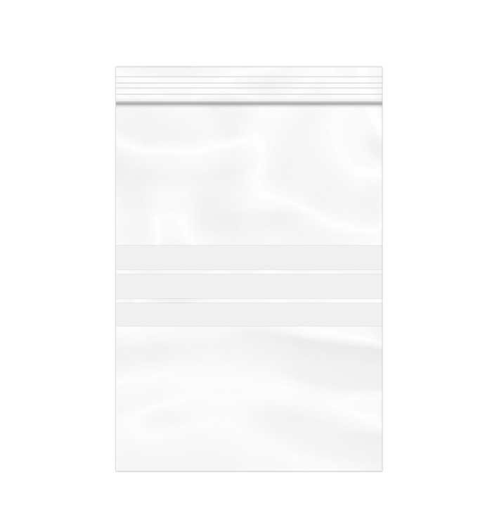 Sac en PE Fermeture zip à bandes blanches 18x25cm G200 (100 Utés) Sac en PE Fermeture zip à bandes blanches 18x25cm G200 (100 Utés)