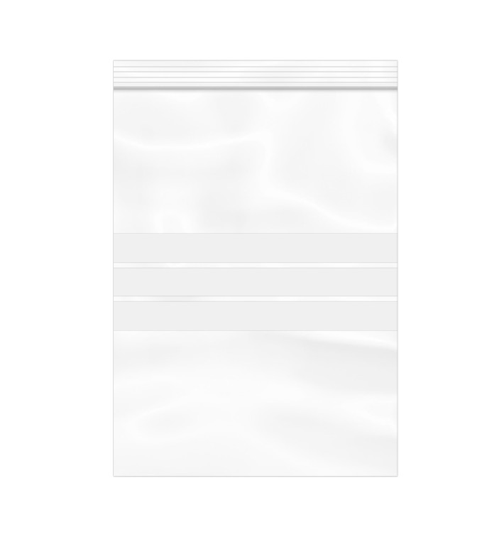Sac en PE Fermeture zip à bandes blanches 25x35cm G200 (1000 Utés) Sac en PE Fermeture zip à bandes blanches 25x35cm G200 (1000 Utés)