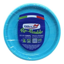 Assiette Plate Réutilisable Economique PS Bleu Clair Ø17cm (25 Utés)