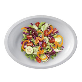 Plateau Dur Réutilisable Ovale Blanc PP 31,5x22cm (25 Utés)