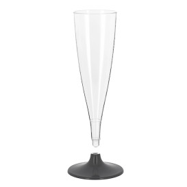 Flûte à Champagne Réutilisable Durable PS Pied Anthracite 140ml 2pcs (48 Utés)