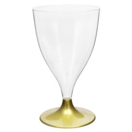 Verre Plastique Vin Pied Or 200ml 2P (400 Utés)