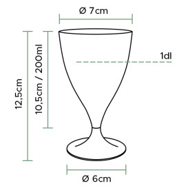 Verre Plastique Vin Pied Transparent 200ml 2P (400 Utés)