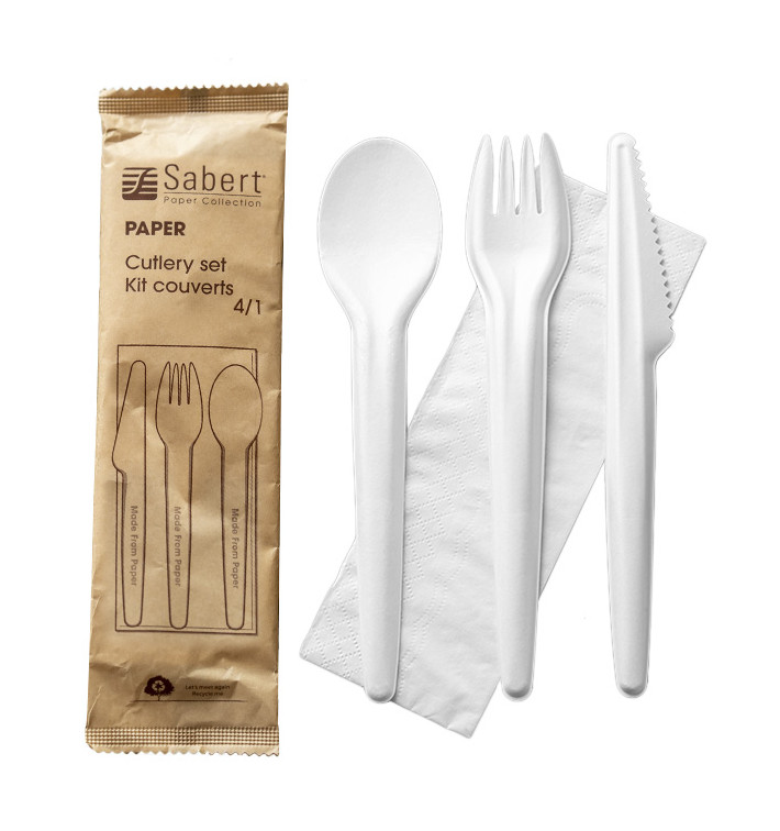 Kit Couverts Carton Kraft Fourchette, Couteau, Cuillère et Serviette (50 Utés) Kit Couverts Carton Kraft Fourchette, Couteau, Cuillère et Serviette (50 Utés)