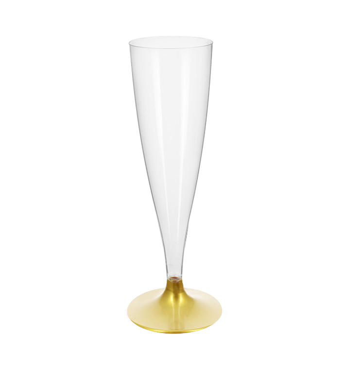 Flûte à Champagne Réutilisable PS Pied Or 140ml 2pcs (20 Utés) Flûte à Champagne Réutilisable PS Pied Or 140ml 2pcs (20 Utés)