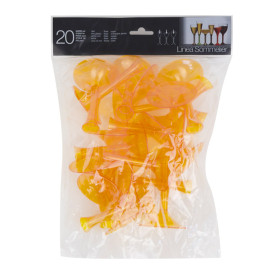 Verre Plastique Vin Pied Orange Transp. 180ml 2P (20 Utés)