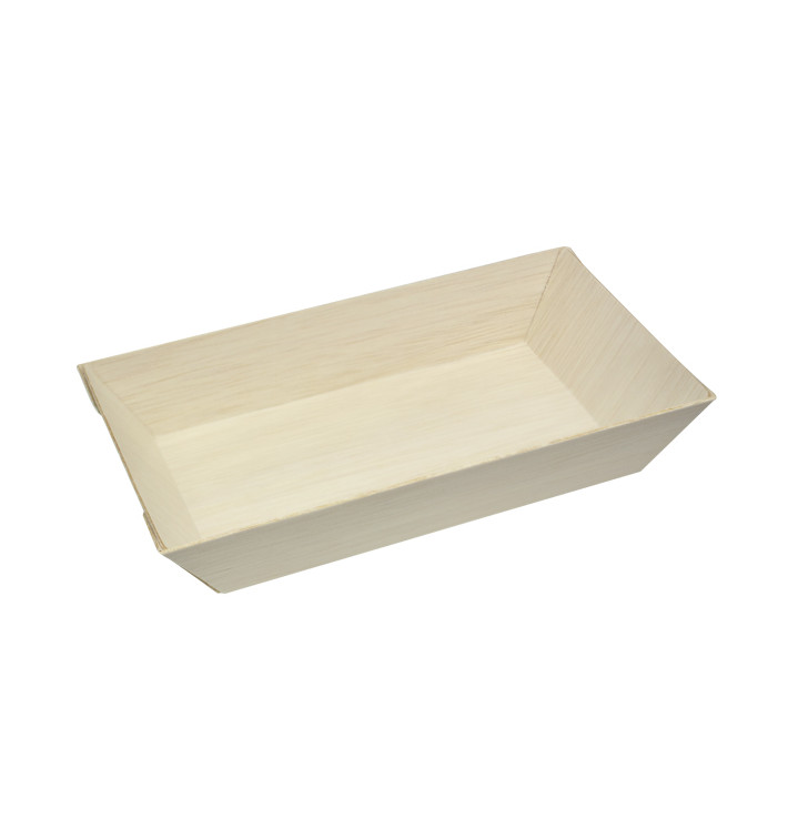 Plateau jetable en bois 15,5x8,5x2,8cm 250ml (25 Unités)