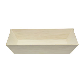 Plateau jetable en bois 15,5x8,5x2,8cm 250ml (25 Unités)