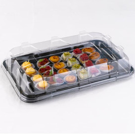 Plateau Plastique Rectangulaire Marbré 35x24 cm (5 Utés)
