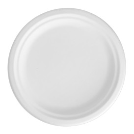 Assiette Bio en Canne à Sucre Blanc Ø22cm (25 Unités)