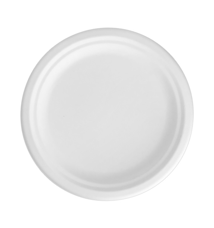 Assiette Bio en Canne à Sucre Blanc Ø22cm (25 Unités)