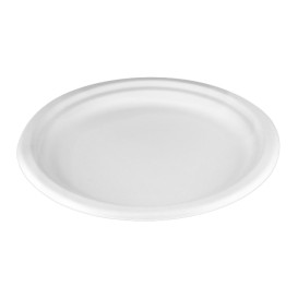 Assiette Bio en Canne à Sucre Blanc Ø22cm (25 Unités)