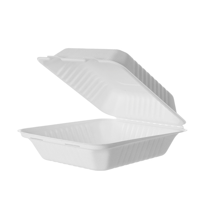 Emballage Canne à Sucre avec PLA Blanche 20x20x7,5cm (50 Utés) Emballage Canne à Sucre avec PLA Blanche 20x20x7,5cm (50 Utés)