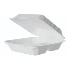 Emballage Canne à Sucre avec PLA Blanc 3C 23x23x7,5cm (50 Utés)