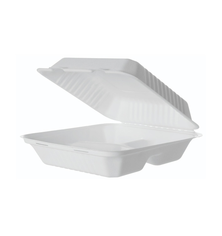 Emballage Canne à Sucre avec PLA Blanc 3C 23x23x7,5cm (50 Utés) Emballage Canne à Sucre avec PLA Blanc 3C 23x23x7,5cm (50 Utés)