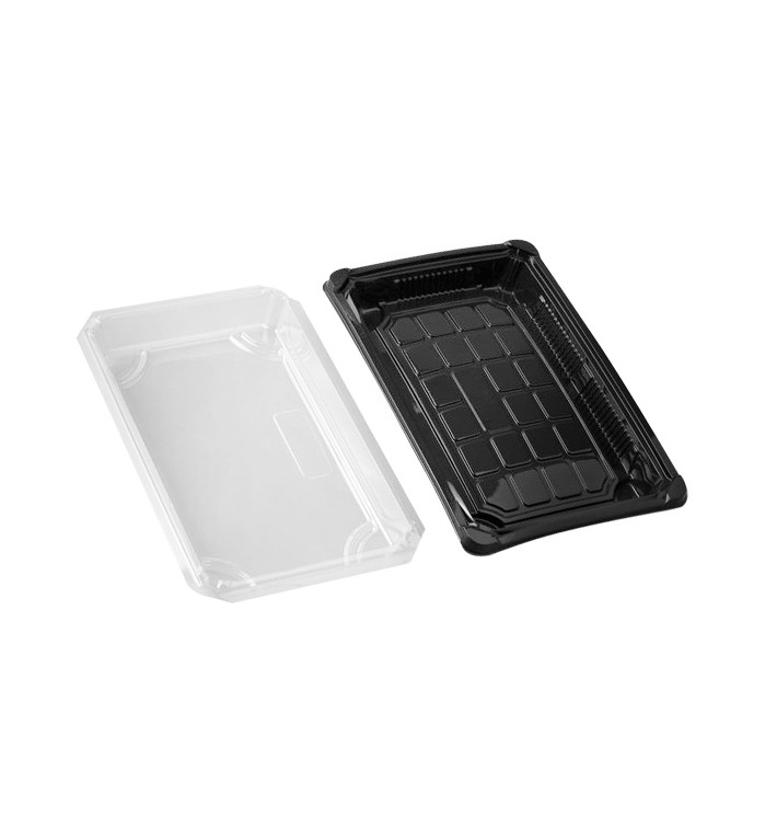 Plateau et Couvercle Sushi PLA Noir 15,0x23,0 cm (100 Utés) Plateau et Couvercle Sushi PLA Noir 15,0x23,0 cm (100 Utés)