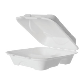 Boîte en Canne à Sucre Blanc 3C 20x20x7,5cm (50 Utés)