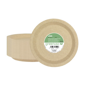 Assiette en Carton Ronde Ingraissable Kraft Ø22cm 195g/m² (50 Utés)