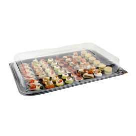 Plateau en plastique Noir avec couvercle 55x37 cm (25 Utés)