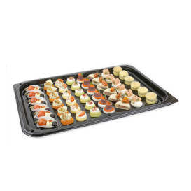 Plateau en plastique Noir avec couvercle 55x37 cm (25 Utés)