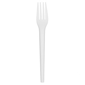 Fourchette Biodégradable Réutilisable CPLA Blanche 17cm (100 Utés)