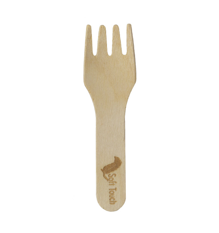 Mini Fourchette en Bois “Soft” 7,5cm (100 Utés) Mini Fourchette en Bois “Soft” 7,5cm (100 Utés)