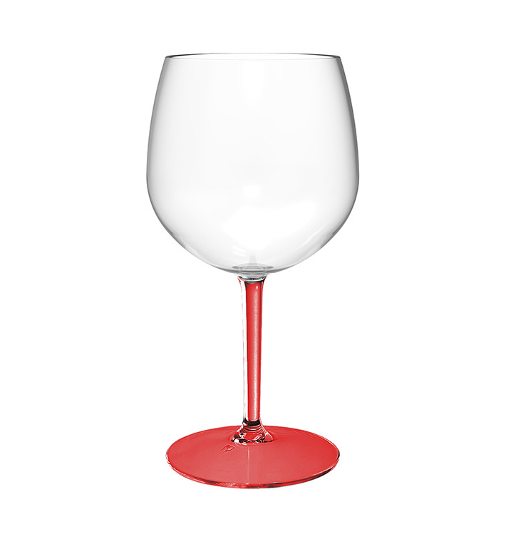 Verre Balloon Réutilisable Durable TT Pied Rouge 580ml (6 Utés) Verre Balloon Réutilisable Durable TT Pied Rouge 580ml (6 Utés)