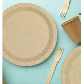 Assiette en Carton Ronde Ingraissable Kraft Ø22cm 245g/m² (50 Utés)