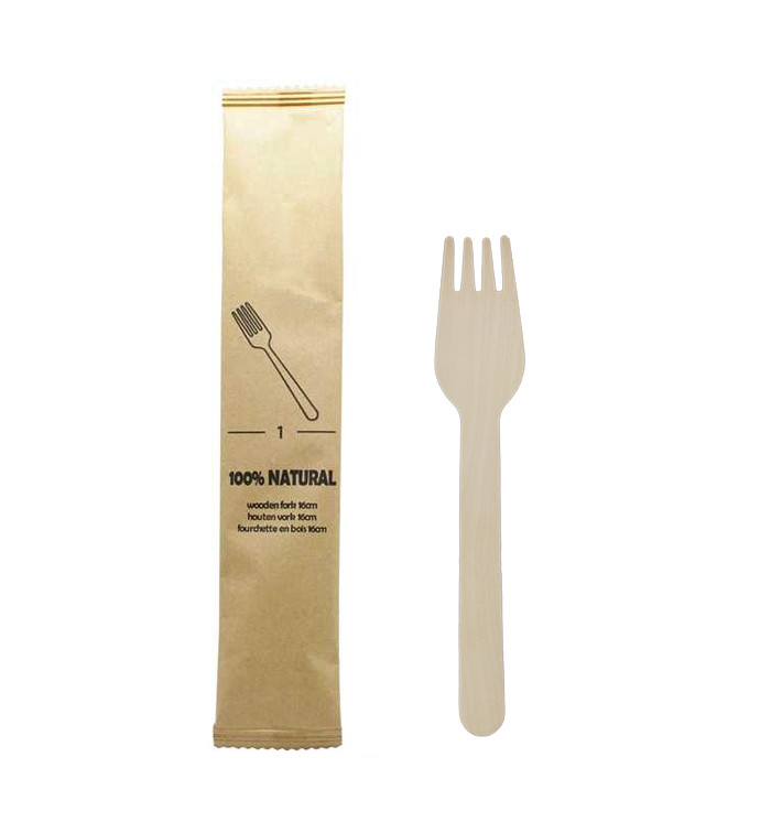 Fourchette en Bois Emballée 16cm (50 Utés) Fourchette en Bois Emballée 16cm (50 Utés)