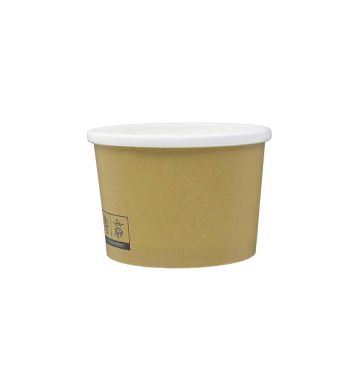 Pot en Carton Kraft avec Bordure Blanche 250ml Ø9,0cm (25 Utés)