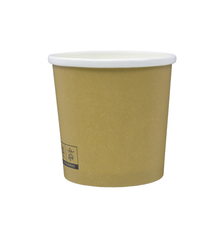 Pot en Carton Kraft avec Bordure Blanche 350ml Ø9,0cm (25 Utés) Pot en Carton Kraft avec Bordure Blanche 350ml Ø9,0cm (25 Utés)