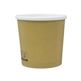 Pot en Carton Kraft avec Bordure Blanche 350ml Ø9,0cm (25 Utés)