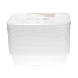 Barquette en Plastique PP Blanche avec Couvercle 500ml 17,3x11,9cm (500 Utés)