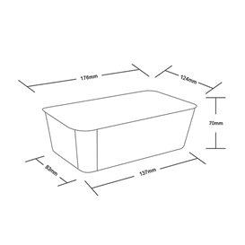 Barquette en Plastique PP Noire avec Couvercle 1.000ml 17,3x11,9cm (500 Utés)