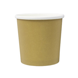 Pot en Carton Kraft avec Bordure Blanche 350ml Ø9,0cm (25 Utés)