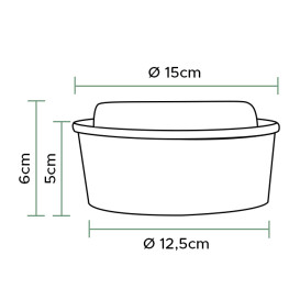 Pot en Carton Kraft-Kraft avec Couvercle PET 500ml Ø15cm (50 Utés)
