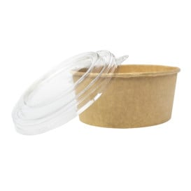 Pot en Carton Kraft-Kraft avec Couvercle PET 750ml Ø15cm (50 Utés)