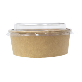 Pot en Carton Kraft-Kraft avec Couvercle PET 500ml Ø15cm (50 Utés)