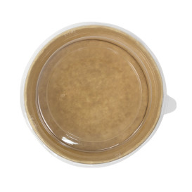 Pot en Carton Kraft-Kraft avec Couvercle PET 500ml Ø15cm (50 Utés)