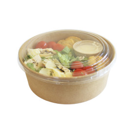 Pot en Carton Kraft-Kraft avec Couvercle PET 500ml Ø15cm (50 Utés)