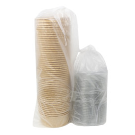 Pot en Carton Kraft-Kraft avec Couvercle PET 500ml Ø15cm (50 Utés)