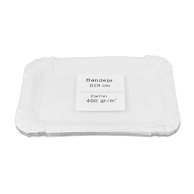 Plat Rectangulaire en Carton Blanc 12x19cm (50 Utés)