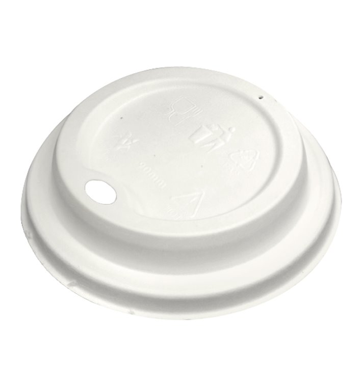 Couvercle Avec Trou en Fibre Moulée Blanc Ø9,0cm (50 Utés) Couvercle Avec Trou en Fibre Moulée Blanc Ø9,0cm (50 Utés)