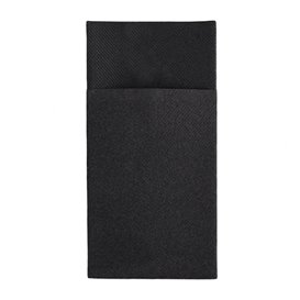 Serviette Kangourou en Airlaid Noir 40x40cm (480 unités)
