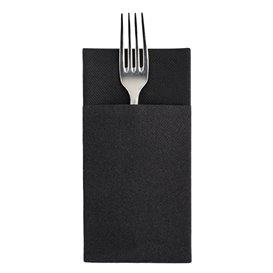 Serviette Kangourou en Airlaid Noir 33x40cm (480 unités)