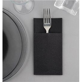 Serviette Kangourou en Airlaid Noir 33x40cm (480 unités)