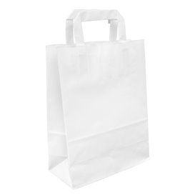 Sac en Papier Kraft Blanc avec Anses 100g/m² 22+11x27cm (250 Utés)